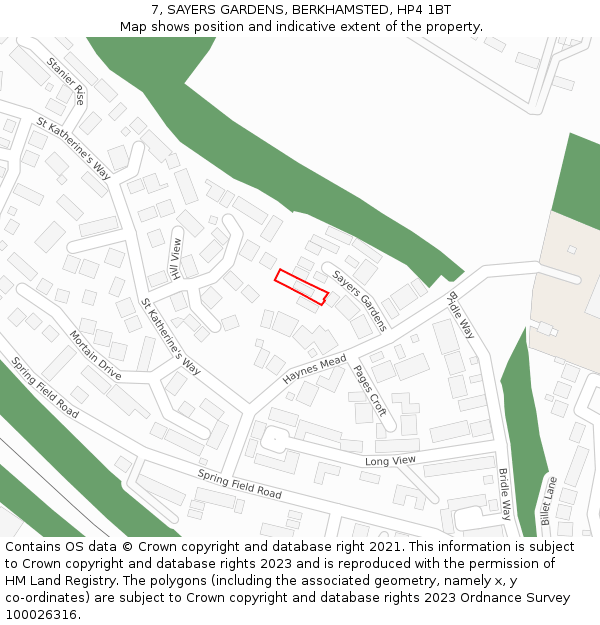 7, SAYERS GARDENS, BERKHAMSTED, HP4 1BT: Location map and indicative extent of plot