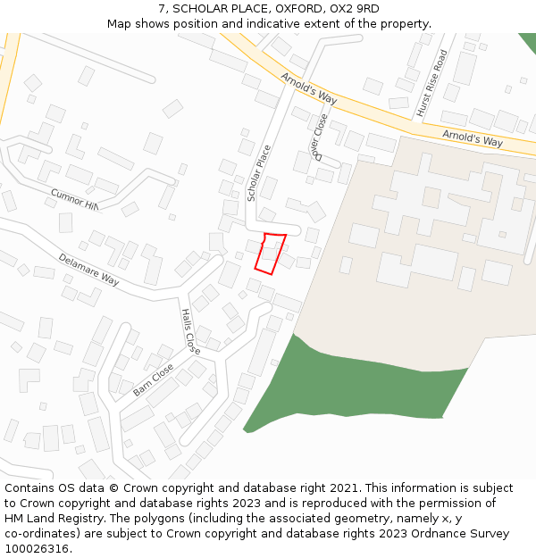 7, SCHOLAR PLACE, OXFORD, OX2 9RD: Location map and indicative extent of plot