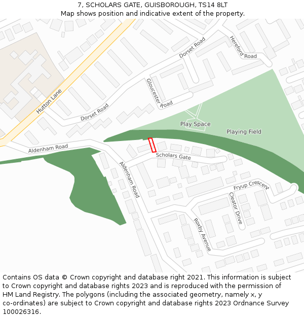 7, SCHOLARS GATE, GUISBOROUGH, TS14 8LT: Location map and indicative extent of plot