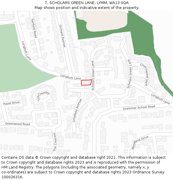 7, SCHOLARS GREEN LANE, LYMM, WA13 0QA: Location map and indicative extent of plot