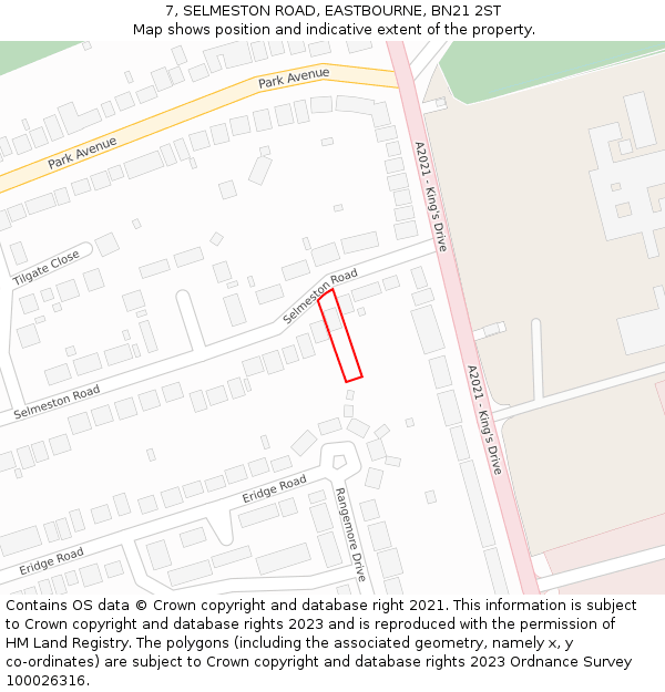 7, SELMESTON ROAD, EASTBOURNE, BN21 2ST: Location map and indicative extent of plot
