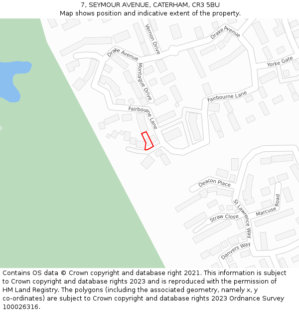 7, SEYMOUR AVENUE, CATERHAM, CR3 5BU: Location map and indicative extent of plot