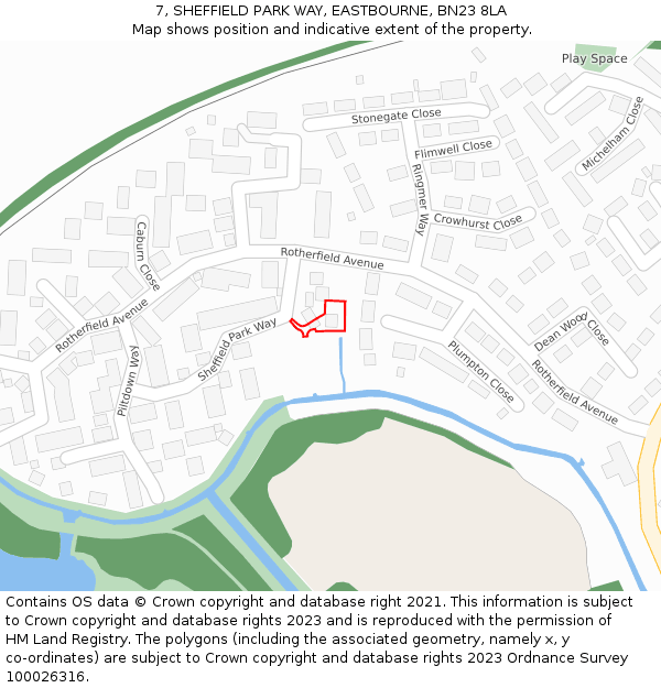 7, SHEFFIELD PARK WAY, EASTBOURNE, BN23 8LA: Location map and indicative extent of plot
