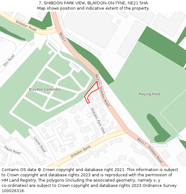 7, SHIBDON PARK VIEW, BLAYDON-ON-TYNE, NE21 5HA: Location map and indicative extent of plot