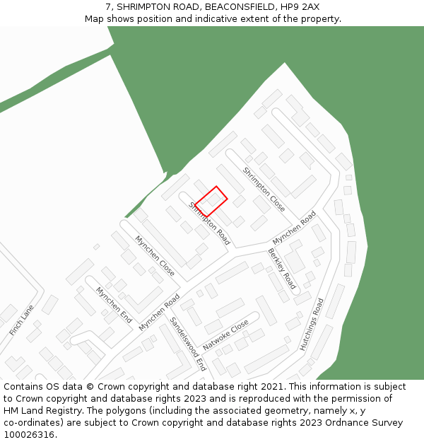 7, SHRIMPTON ROAD, BEACONSFIELD, HP9 2AX: Location map and indicative extent of plot