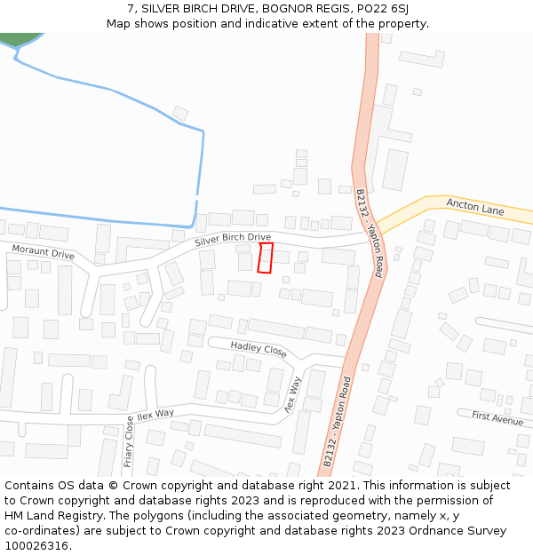 7, SILVER BIRCH DRIVE, BOGNOR REGIS, PO22 6SJ: Location map and indicative extent of plot