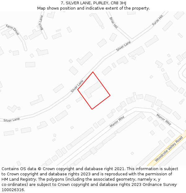 7, SILVER LANE, PURLEY, CR8 3HJ: Location map and indicative extent of plot