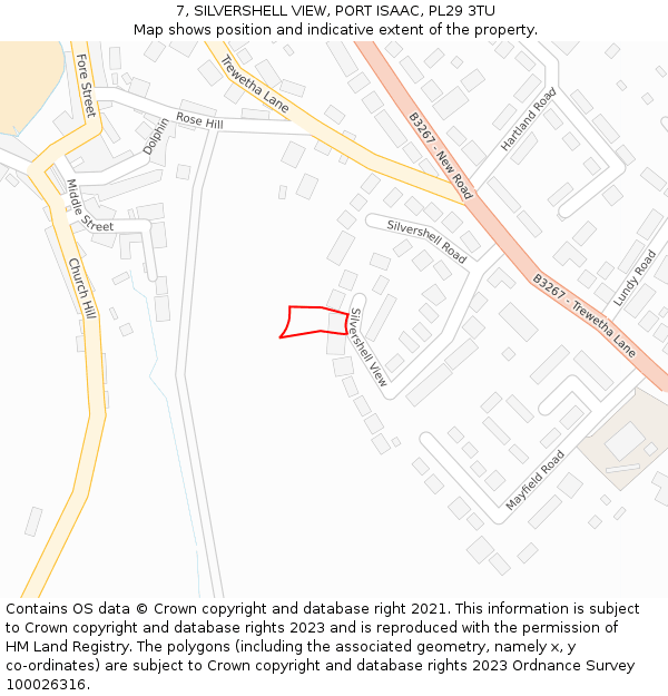 7, SILVERSHELL VIEW, PORT ISAAC, PL29 3TU: Location map and indicative extent of plot