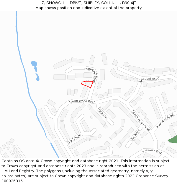 7, SNOWSHILL DRIVE, SHIRLEY, SOLIHULL, B90 4JT: Location map and indicative extent of plot