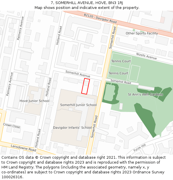 7, SOMERHILL AVENUE, HOVE, BN3 1RJ: Location map and indicative extent of plot