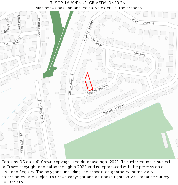 7, SOPHIA AVENUE, GRIMSBY, DN33 3NH: Location map and indicative extent of plot