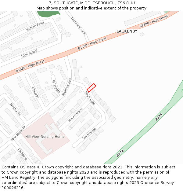 7, SOUTHGATE, MIDDLESBROUGH, TS6 8HU: Location map and indicative extent of plot