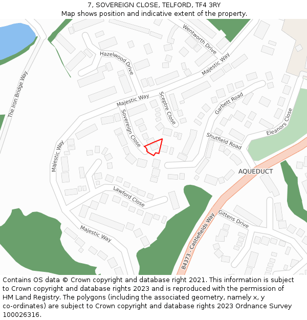 7, SOVEREIGN CLOSE, TELFORD, TF4 3RY: Location map and indicative extent of plot