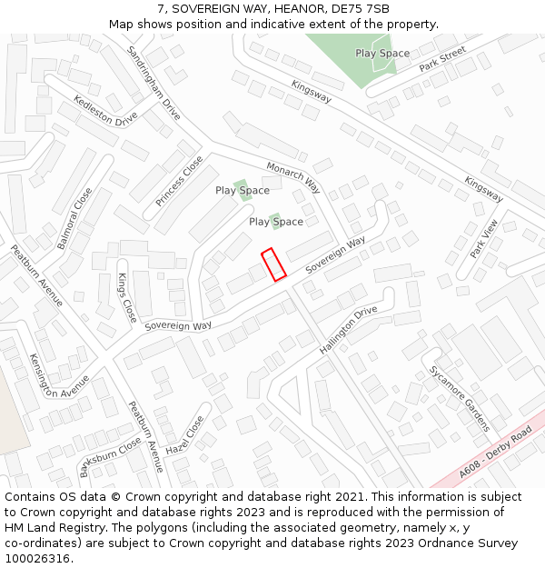 7, SOVEREIGN WAY, HEANOR, DE75 7SB: Location map and indicative extent of plot