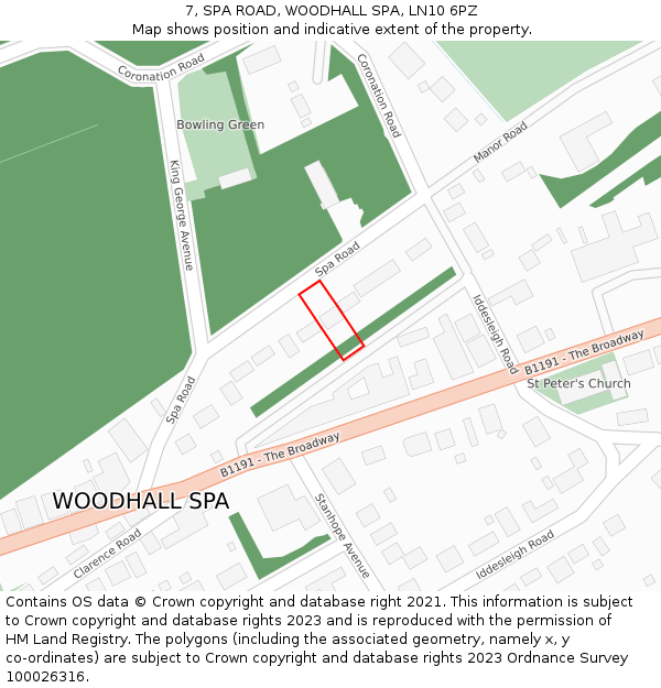 7, SPA ROAD, WOODHALL SPA, LN10 6PZ: Location map and indicative extent of plot