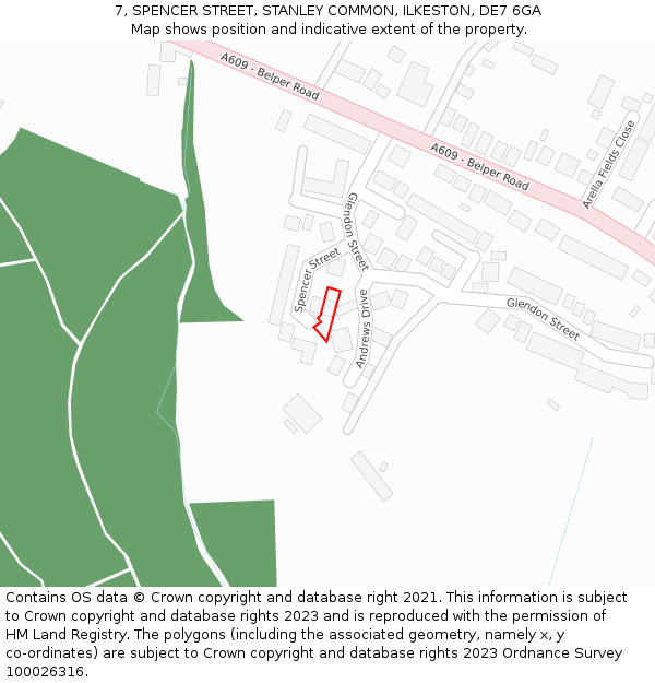 7, SPENCER STREET, STANLEY COMMON, ILKESTON, DE7 6GA: Location map and indicative extent of plot