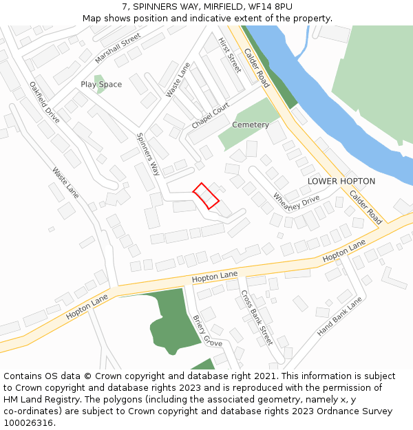 7, SPINNERS WAY, MIRFIELD, WF14 8PU: Location map and indicative extent of plot