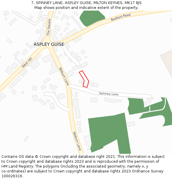 7, SPINNEY LANE, ASPLEY GUISE, MILTON KEYNES, MK17 8JS: Location map and indicative extent of plot