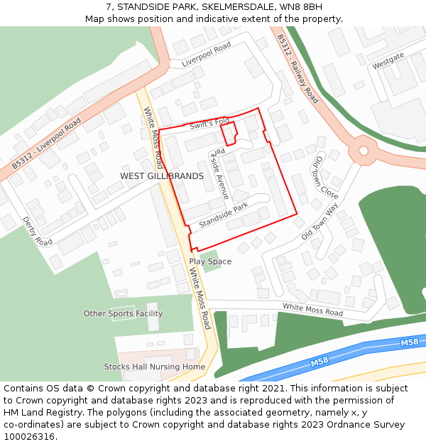7, STANDSIDE PARK, SKELMERSDALE, WN8 8BH: Location map and indicative extent of plot