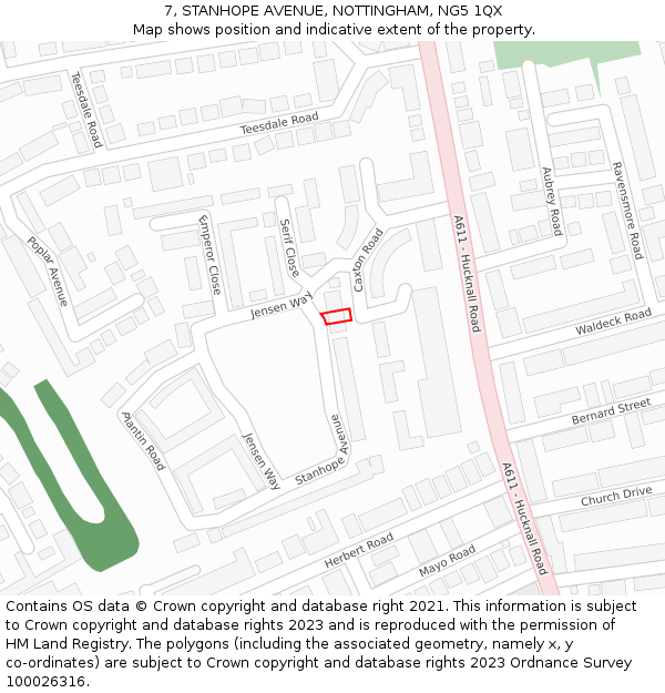 7, STANHOPE AVENUE, NOTTINGHAM, NG5 1QX: Location map and indicative extent of plot