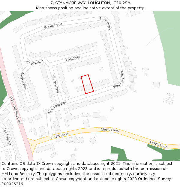 7, STANMORE WAY, LOUGHTON, IG10 2SA: Location map and indicative extent of plot