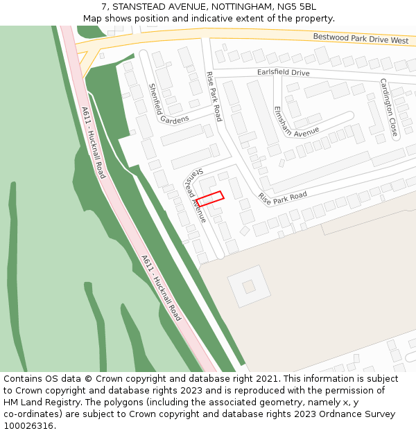 7, STANSTEAD AVENUE, NOTTINGHAM, NG5 5BL: Location map and indicative extent of plot