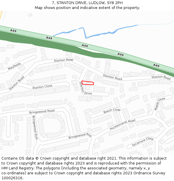 7, STANTON DRIVE, LUDLOW, SY8 2PH: Location map and indicative extent of plot