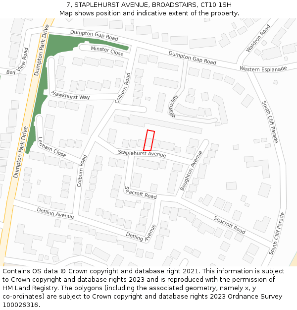 7, STAPLEHURST AVENUE, BROADSTAIRS, CT10 1SH: Location map and indicative extent of plot