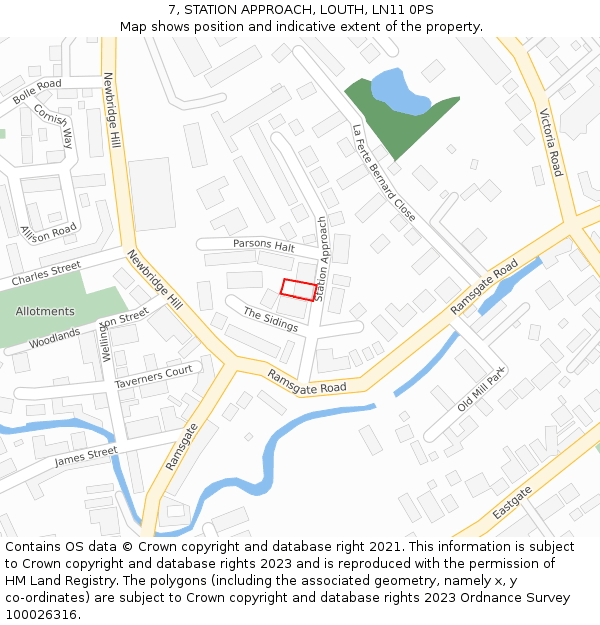 7, STATION APPROACH, LOUTH, LN11 0PS: Location map and indicative extent of plot