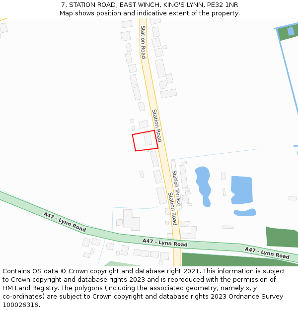 7, STATION ROAD, EAST WINCH, KING'S LYNN, PE32 1NR: Location map and indicative extent of plot