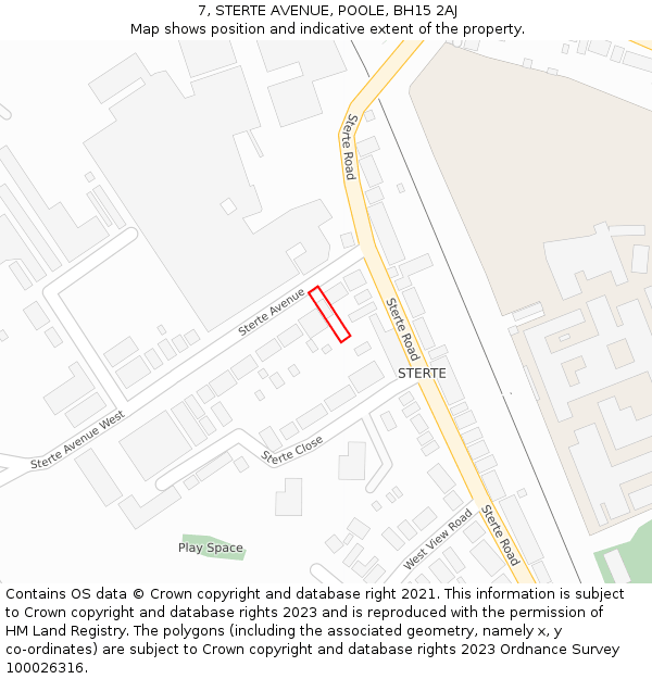7, STERTE AVENUE, POOLE, BH15 2AJ: Location map and indicative extent of plot