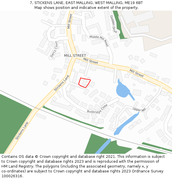 7, STICKENS LANE, EAST MALLING, WEST MALLING, ME19 6BT: Location map and indicative extent of plot