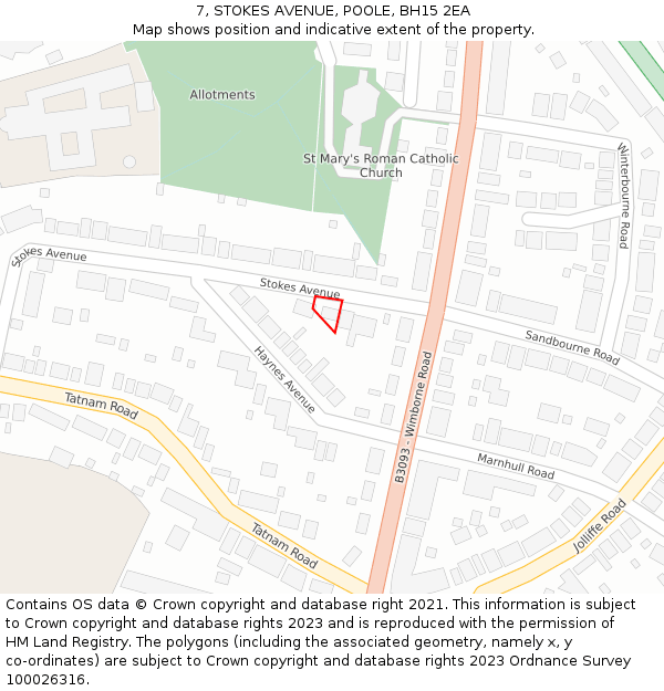 7, STOKES AVENUE, POOLE, BH15 2EA: Location map and indicative extent of plot