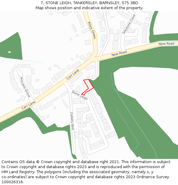 7, STONE LEIGH, TANKERSLEY, BARNSLEY, S75 3BD: Location map and indicative extent of plot