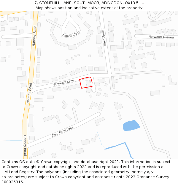 7, STONEHILL LANE, SOUTHMOOR, ABINGDON, OX13 5HU: Location map and indicative extent of plot