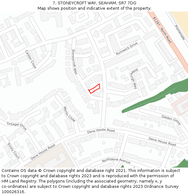 7, STONEYCROFT WAY, SEAHAM, SR7 7DG: Location map and indicative extent of plot