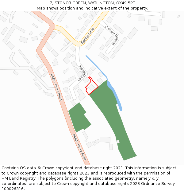 7, STONOR GREEN, WATLINGTON, OX49 5PT: Location map and indicative extent of plot