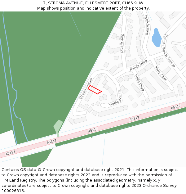 7, STROMA AVENUE, ELLESMERE PORT, CH65 9HW: Location map and indicative extent of plot