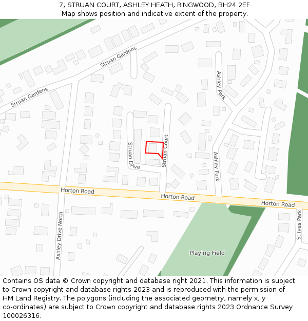 7, STRUAN COURT, ASHLEY HEATH, RINGWOOD, BH24 2EF: Location map and indicative extent of plot