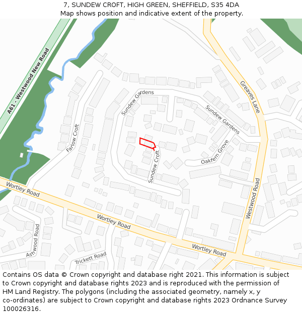 7, SUNDEW CROFT, HIGH GREEN, SHEFFIELD, S35 4DA: Location map and indicative extent of plot