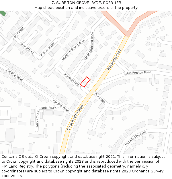 7, SURBITON GROVE, RYDE, PO33 1EB: Location map and indicative extent of plot