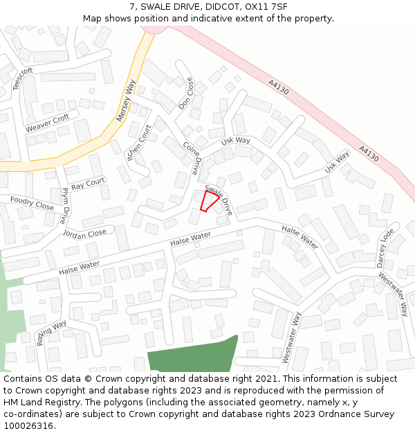 7, SWALE DRIVE, DIDCOT, OX11 7SF: Location map and indicative extent of plot