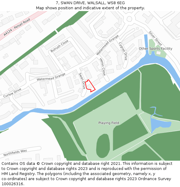 7, SWAN DRIVE, WALSALL, WS8 6EG: Location map and indicative extent of plot