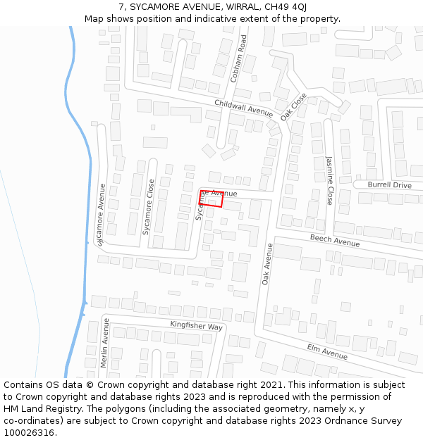 7, SYCAMORE AVENUE, WIRRAL, CH49 4QJ: Location map and indicative extent of plot