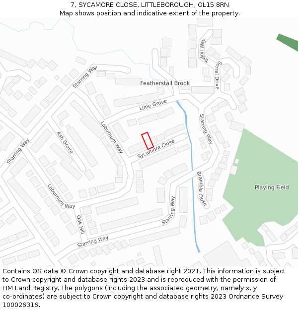 7, SYCAMORE CLOSE, LITTLEBOROUGH, OL15 8RN: Location map and indicative extent of plot