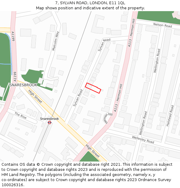 7, SYLVAN ROAD, LONDON, E11 1QL: Location map and indicative extent of plot