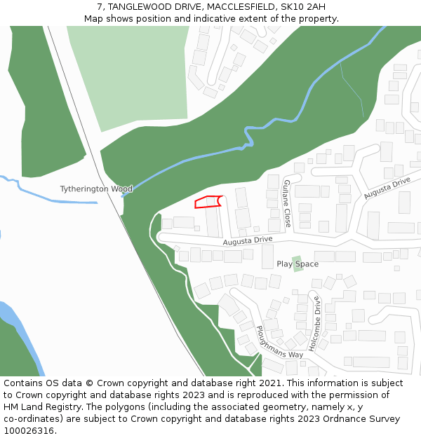 7, TANGLEWOOD DRIVE, MACCLESFIELD, SK10 2AH: Location map and indicative extent of plot