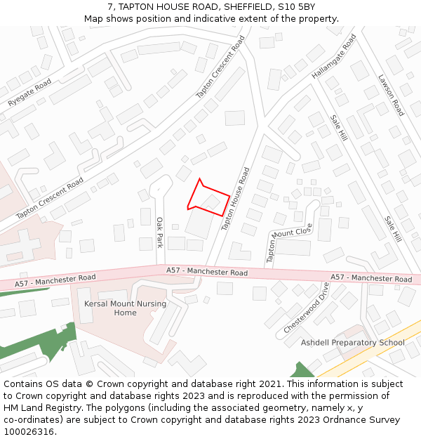 7, TAPTON HOUSE ROAD, SHEFFIELD, S10 5BY: Location map and indicative extent of plot