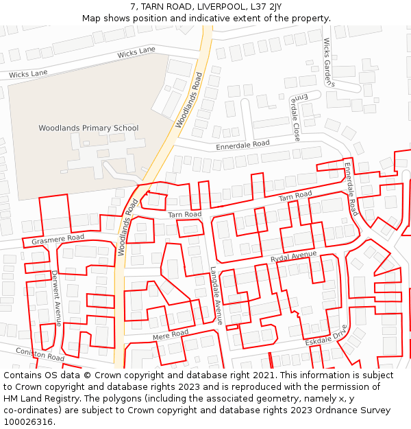 7, TARN ROAD, LIVERPOOL, L37 2JY: Location map and indicative extent of plot