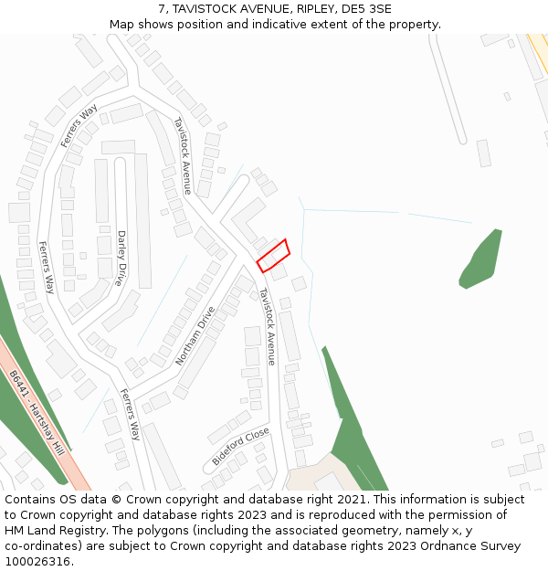 7, TAVISTOCK AVENUE, RIPLEY, DE5 3SE: Location map and indicative extent of plot